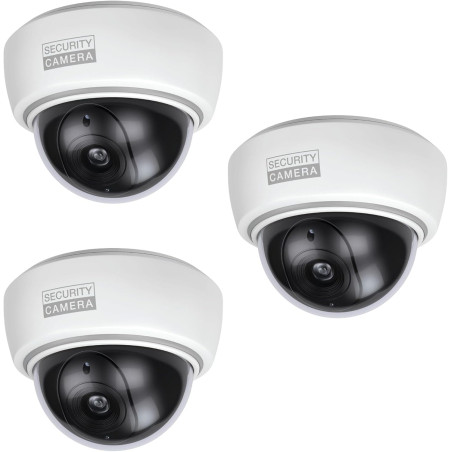 BASI | Lot de 3 caméras factice avec lumière LED clignotante | Caméra factice | Caméra de surveillance pour l'intérieur et l'ext