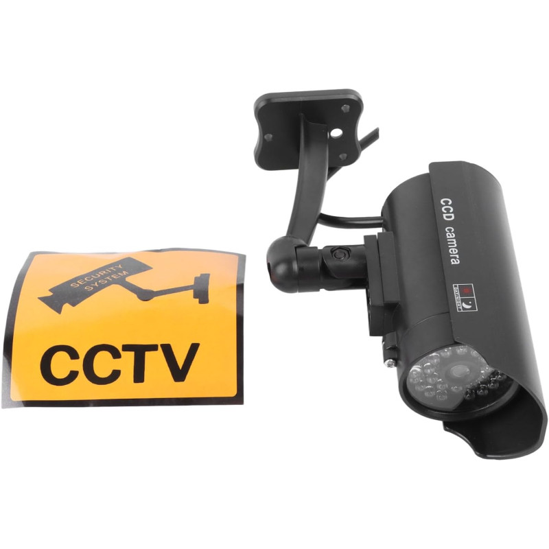 Caméra de sécurité Factice, Lumière LED Clignotante, Fausse Caméra à Piles, Fausse sécurité Extérieure avec Vis de Montage et Au