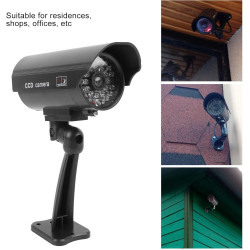 Caméra de sécurité Factice, Lumière LED Clignotante, Fausse Caméra à Piles, Fausse sécurité Extérieure avec Vis de Montage et Au
