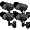 ERWEY Lot de 4 Caméras Factices pour Extérieur & Intérieur, Fausse Caméra de Surveillance CCTV avec LED Clignotante (4Pcs Noir)