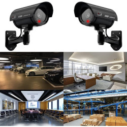 ERWEY Lot de 4 Caméras Factices pour Extérieur & Intérieur, Fausse Caméra de Surveillance CCTV avec LED Clignotante (4Pcs Noir)