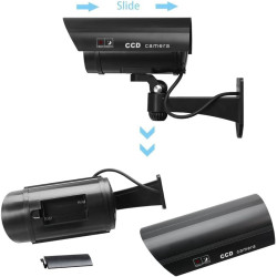 ERWEY Lot de 4 Caméras Factices pour Extérieur & Intérieur, Fausse Caméra de Surveillance CCTV avec LED Clignotante (4Pcs Noir)