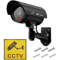 ERWEY Lot de 4 Caméras Factices pour Extérieur & Intérieur, Fausse Caméra de Surveillance CCTV avec LED Clignotante (4Pcs Noir)