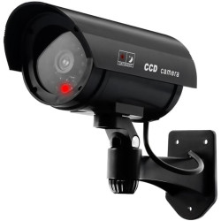 ERWEY Lot de 4 Caméras Factices pour Extérieur & Intérieur, Fausse Caméra de Surveillance CCTV avec LED Clignotante (4Pcs Noir)