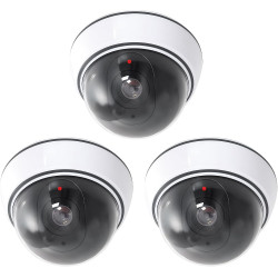 Caméra factice dôme avec lumière LED clignotante : Lot de 3 caméras factices pour l'intérieur et l'extérieur, caméra de surveill