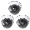 Caméra factice dôme avec lumière LED clignotante : Lot de 3 caméras factices pour l'intérieur et l'extérieur, caméra de surveill
