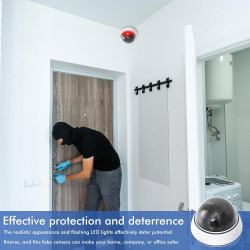 Caméra factice dôme avec lumière LED clignotante : Lot de 3 caméras factices pour l'intérieur et l'extérieur, caméra de surveill