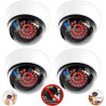 Lot de 4 caméras factice avec 25 LED rouges avec objectif - Fausse caméra de surveillance pour l'intérieur et l'extérieur