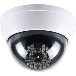 Lot de 4 caméras factice avec 25 LED rouges avec objectif - Fausse caméra de surveillance pour l'intérieur et l'extérieur