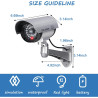 2pcs Caméra Factice, Caméras Factices, Camera Exterieur Caméra De Surveillance avec LED Clignotant Lumière Rouge, Autocollants D