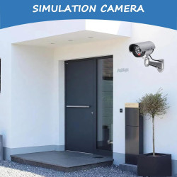 2pcs Caméra Factice, Caméras Factices, Camera Exterieur Caméra De Surveillance avec LED Clignotant Lumière Rouge, Autocollants D