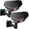 GOMETY Lot de 2 caméras factices extérieures, fausse caméra de sécurité avec LED rouge clignotante, caméra CCTV factice de sécur