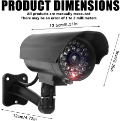 GOMETY Lot de 2 caméras factices extérieures, fausse caméra de sécurité avec LED rouge clignotante, caméra CCTV factice de sécur