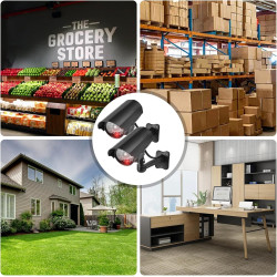 GOMETY Lot de 2 caméras factices extérieures, fausse caméra de sécurité avec LED rouge clignotante, caméra CCTV factice de sécur