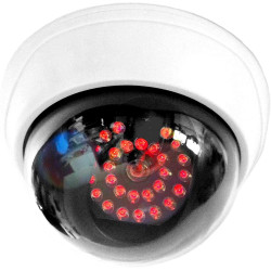 O&W Security Caméra dôme factice - Caméra de surveillance factice avec objectif & 25 LED infrarouges rouges (capteur photo), éta