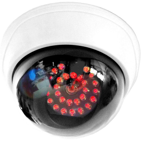 O&W Security Caméra dôme factice - Caméra de surveillance factice avec objectif & 25 LED infrarouges rouges (capteur photo), éta