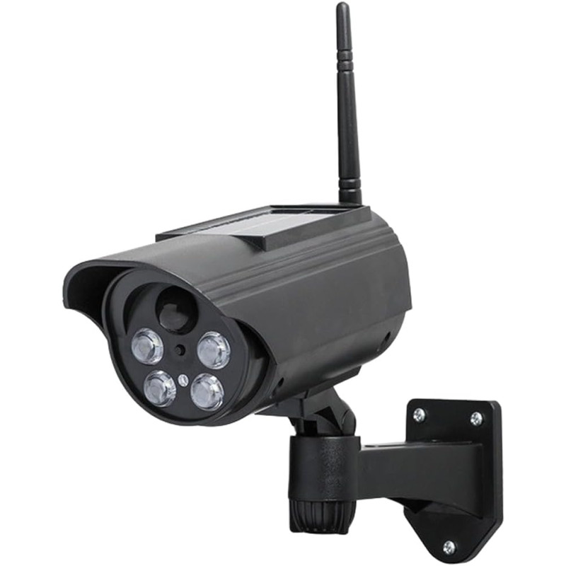 Fausse caméra de sécurité à énergie solaire avec détection de mouvement, rotation à 360°, caméra de surveillance factice pour ex