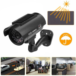 Caméra Factice à Énergie Solaire avec LED Rouge Clignotante | Simulation Réaliste pour Extérieur, Dissuasion Antivol, Installati
