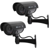 2 Camera Factice Exterieur avec LED, Noir Fausse Camera Surveillance Exterieur, Caméra Factice Extérieur, Camera de Surveillance