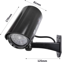 2 Camera Factice Exterieur avec LED, Noir Fausse Camera Surveillance Exterieur, Caméra Factice Extérieur, Camera de Surveillance