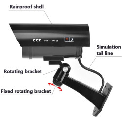 2 Camera Factice Exterieur avec LED, Noir Fausse Camera Surveillance Exterieur, Caméra Factice Extérieur, Camera de Surveillance