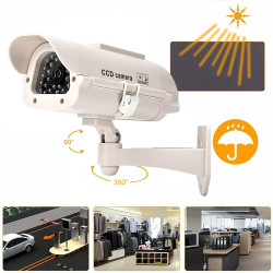 Caméra factice alimentée par l’énergie Solaire, caméra de Simulation de sécurité sans Fil avec lumière LED Clignotante, leurre d