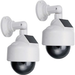 2 Fausses Caméras, Leurres de Caméras, Fausses Caméras de Sécurité dôme CCTV, Fausses Caméras de Surveillance avec LED Rouge Cli