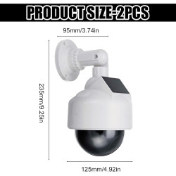 2 Fausses Caméras, Leurres de Caméras, Fausses Caméras de Sécurité dôme CCTV, Fausses Caméras de Surveillance avec LED Rouge Cli