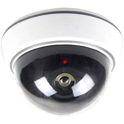 O&W Security Lot de 4 caméras dôme factices Objectif + LED Clignotante, 25 LED IR (Effet visuel), étanches, Ø 9,5 cm/H 6,8 cm, i