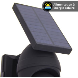 Xanlite Projecteur caméra factice solaire noir LED avec détecteur de mouvement, 250 lumens, 5000 K, Blanc froid