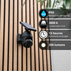 Xanlite Projecteur caméra factice solaire noir LED avec détecteur de mouvement, 250 lumens, 5000 K, Blanc froid