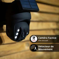 Xanlite Projecteur caméra factice solaire noir LED avec détecteur de mouvement, 250 lumens, 5000 K, Blanc froid