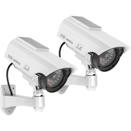 com-four® 2X Caméra factice pour l'extérieur - caméra factice avec Support Mural - Camera Exterieur - Camera factice (02 pièces)