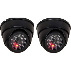 Lot de 2 caméras dôme factice avec caméra Infrarouge factice avec Objectif et Surveillance vidéo Clignotante