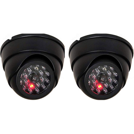 Lot de 2 caméras dôme factice avec caméra Infrarouge factice avec Objectif et Surveillance vidéo Clignotante