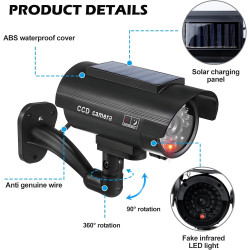 BORDEAG Lot de 2 Camera Factice Exterieur, 135 X 60mm Camera Factice, Caméra Fausse Solaire, Fausse Camera Surveillance Exterieu