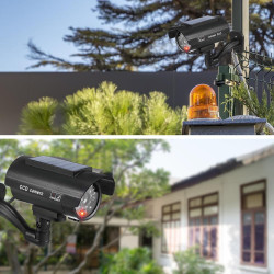 BORDEAG Lot de 2 Camera Factice Exterieur, 135 X 60mm Camera Factice, Caméra Fausse Solaire, Fausse Camera Surveillance Exterieu