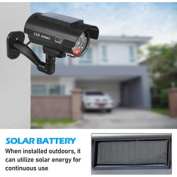BORDEAG Lot de 2 Camera Factice Exterieur, 135 X 60mm Camera Factice, Caméra Fausse Solaire, Fausse Camera Surveillance Exterieu