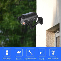 BORDEAG Lot de 2 Camera Factice Exterieur, 135 X 60mm Camera Factice, Caméra Fausse Solaire, Fausse Camera Surveillance Exterieu