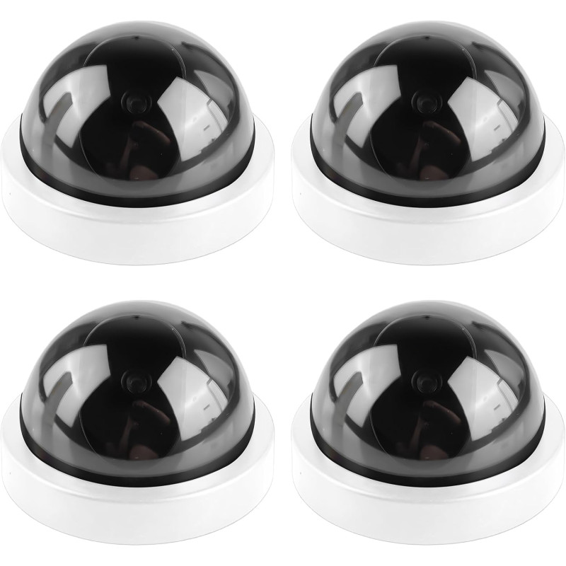 GOMETY Lot de 4 caméras factices avec LED rouge clignotante, caméra de sécurité factice réaliste, caméra CCTV factice, caméra dô