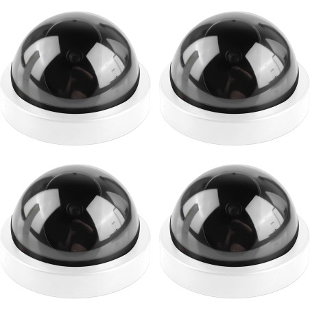 GOMETY Lot de 4 caméras factices avec LED rouge clignotante, caméra de sécurité factice réaliste, caméra CCTV factice, caméra dô
