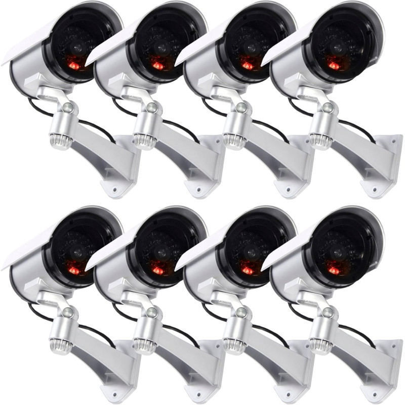 tempo di saldi 8 Faux Caméras De Surveillance en Plein Air Lumière LED Clignotant Infrarouge