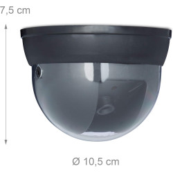 Relaxdays 10020577 Fausse Caméra Surveillance 360 Degré Lampe LED Caméra Factice, Noir