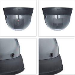 Relaxdays 10020577 Fausse Caméra Surveillance 360 Degré Lampe LED Caméra Factice, Noir