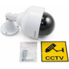 O&W Security Lot de 2 caméras factices Speed-Dome, LED Clignotante Style IR + capteur, étanches avec Pare-Soleil, Support 360°, 