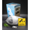 O&W Security Lot de 2 caméras factices Speed-Dome, LED Clignotante Style IR + capteur, étanches avec Pare-Soleil, Support 360°, 