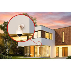 O&W Security Lot de 2 caméras factices Speed-Dome, LED Clignotante Style IR + capteur, étanches avec Pare-Soleil, Support 360°, 