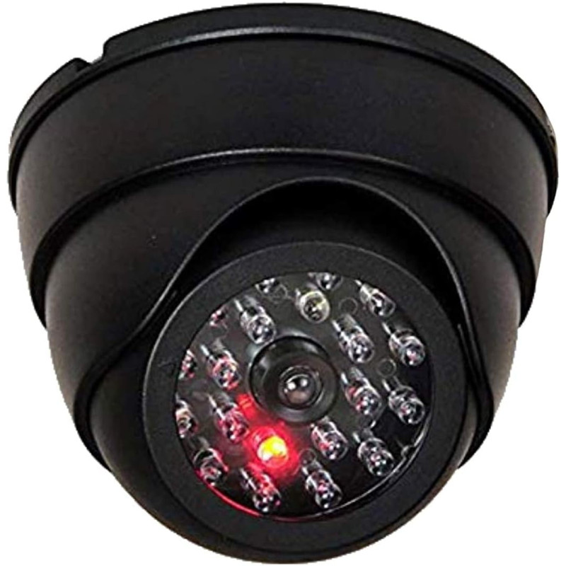 O&W Security Caméra factice, fausse caméra avec objectif et LED clignotante, utilisation à l’intérieur et à l’extérieur