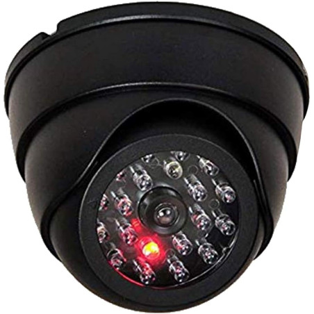 O&W Security Caméra factice, fausse caméra avec objectif et LED clignotante, utilisation à l’intérieur et à l’extérieur