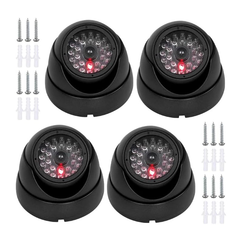 PORFOYO 4 Pièces Caméra Dôme Factice, Caméra Factice De Surveillance CCTV, Fausse De Sécurité, Surveillance Virtuelle De Sécurit